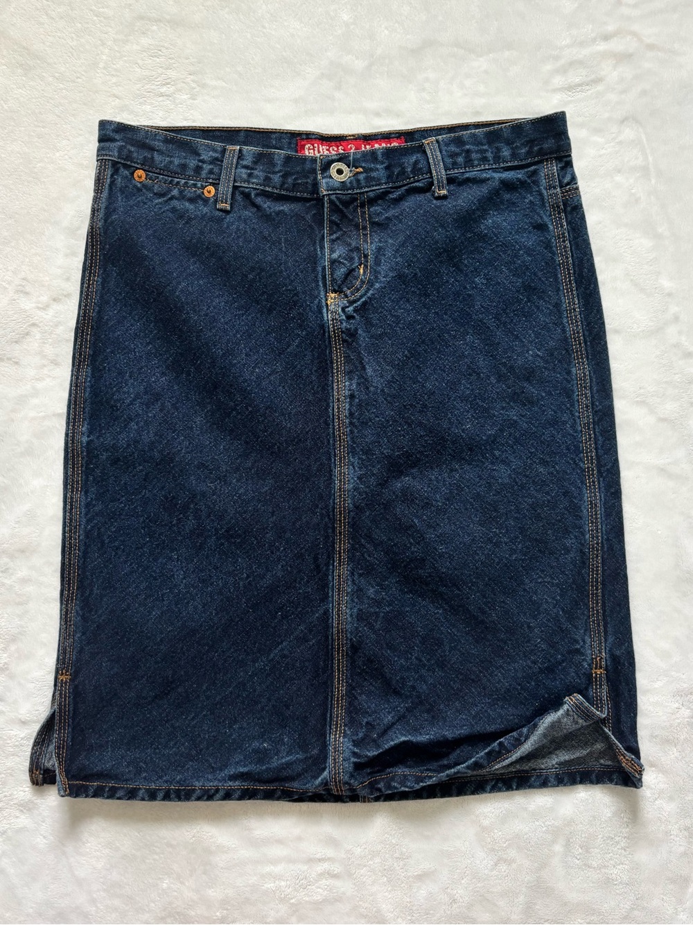 Vintage Guess Jeans Dark Wash Denim Jean Skirt Size 30